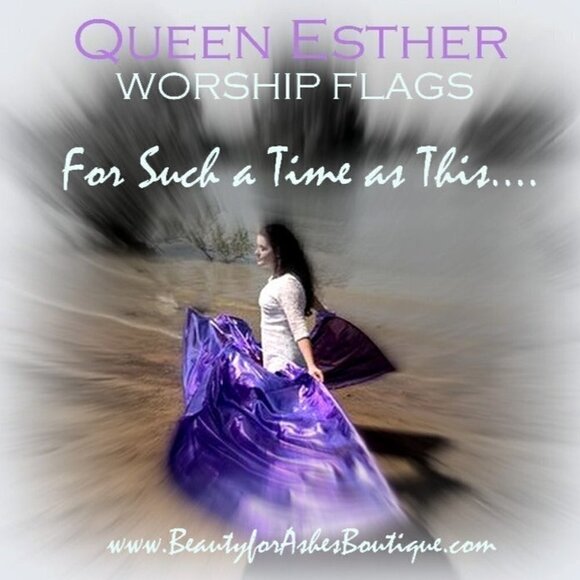Queen Esther Hadassah 'For Such a Time as This' Purim Lightweight Worship Flags - Picture 7 of 10